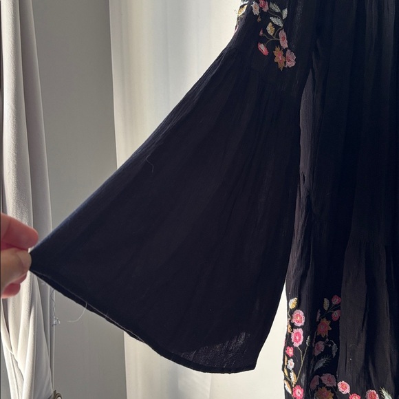 Free people Ti Amo black Floral embroidered mini Dress Size S - Picture 6 of 10